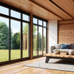 **

Prompt: A modern and stylish home interior showcasing sustainable design elements. Focus on the use of natural wood, large windows for energy efficiency, and smart home technology integration. Capture a bright and inviting atmosphere.

**
